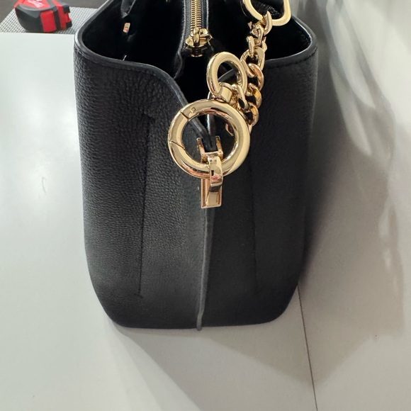 Michael Kors Black Pebbled Satchel with Gold Accents - Picture 3 of 7